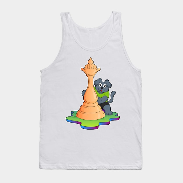 Dog at Chess with Chess piece Queen Tank Top by Markus Schnabel